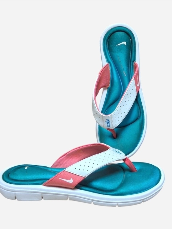 Nike Shoes - Nike Teal & Coral Flip Flop Comfort Bed Sandals